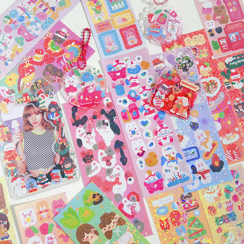 100 ชิ้น Kawaii สติกเกอร์เลเซอร์ไม่มีซ้ําน่ารัก DIY วัสดุคู่มือ Collage นักเรียนตกแต่งเด็กโรงเรียน Supply เครื่องเขียน - รูปที่ 2