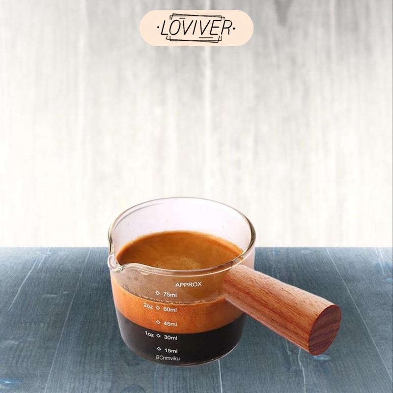 LOVIVER ความร้อน-resisting Espresso ถ้วยตวงไม้ Handle รูปที่ 8