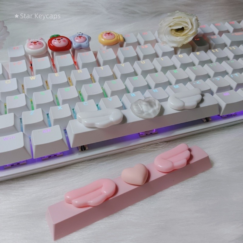 Diy Angels Wings Keycap 6.25u Spacebar Keycaps สําหรับโปรไฟล์เชอร์รี่คีย์บอร์ดตกแต่ง Key Caps อุปกรณ์เสริม