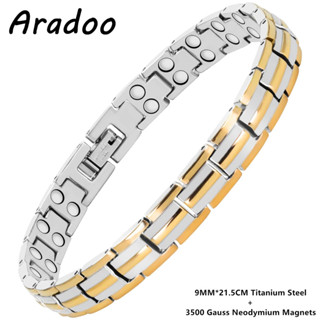 Aradoo สร้อยข้อมือแม่เหล็กสําหรับผู้หญิงไทเทเนียมเหล็ก Neody…