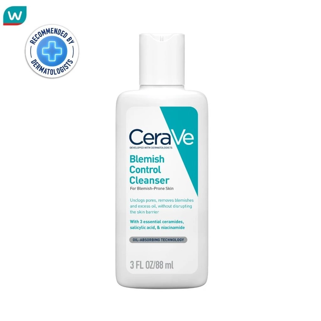 Cerave เซราวี เบลมมิช คลีนเซอร์ 88 มล. เจลโฟมทำความสะอาดผิวหน้าสำหรับผิวเป็นสิวง่าย