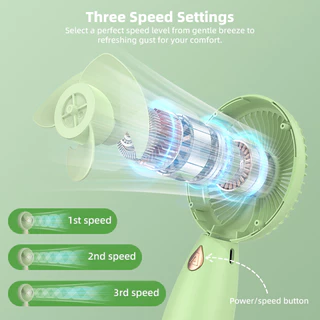GOOJODOQ พัดลมมือถือ ขนาดเล็ก พกพาง่าย ชาร์จ USB มีไฟเอฟเฟค LED สีฟ้า 4 สี สําหรับเด็ก