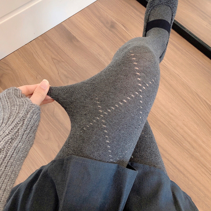 Hollowed ลายสก๊อตผ้าฝ้าย Tights Pantyhose ยืด Slimming ทึบแสงกางเกงขายาวถุงน่อง Hosiery สําหรับผู้หญิงสไตล์