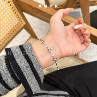สร้อยข้อมือวินเทจดอกไม้ข้ามไอริสสีทองและสีเงินสําหรับคู่รักและผู้หญิง