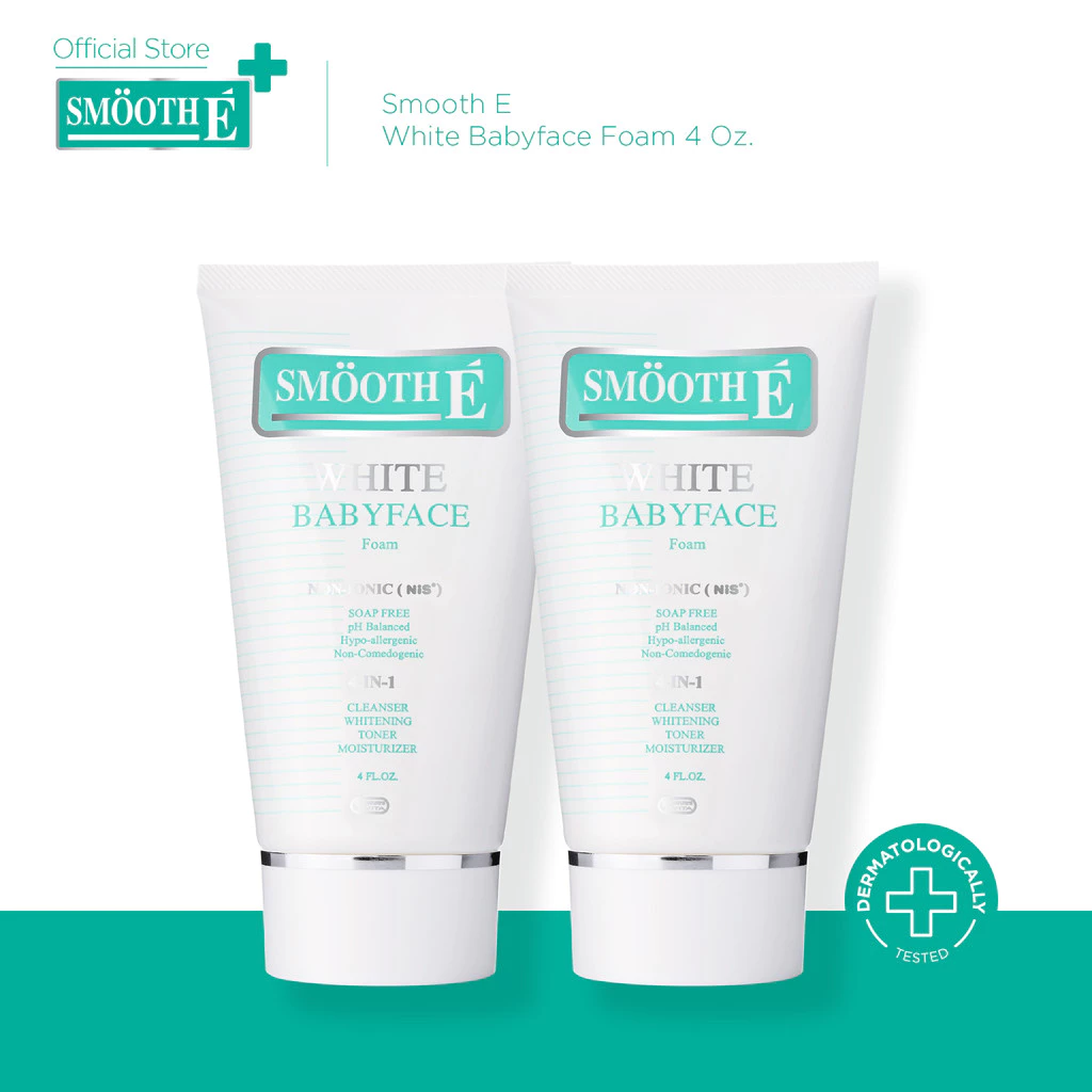 [แพ็ค 2] Smooth E White Babyface Foam 4 Oz. สมูทอี ไวท์ เบบี้เฟส โฟม pH5 Vit C&E ผิวกระจ่างใส สำหรับผิวหมอง