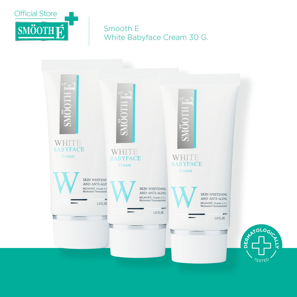[แพ็ค 3] Smooth E White Babyface Cream 30 G. ครีม ผิวขาว เนียนใส สูตรสำหรับผิวอ่อนโยน MelaWhite Switzerland สมูทอี