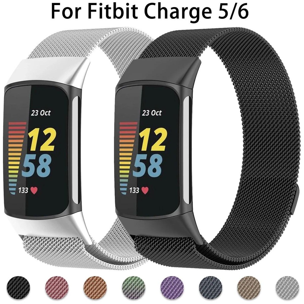สายโลหะสําหรับ Fitbit Charge 5 6 สร้อยข้อมือกันน้ําทนทาน Smartwatch Stainles เข็มขัดเหล็กสายรัดข้อมือกีฬา Magneticbuckle