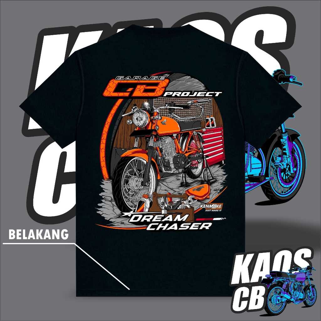 เสื้อยืด CB kenmake เสื้อยืดโรงรถ CB สําหรับผู้ชายและผู้หญิง รุ่นสีดํา