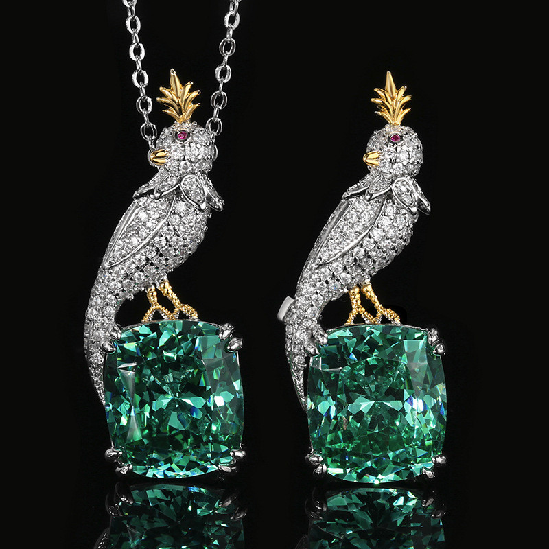 ยุโรปอเมริกัน อิน ใหม่สไตล์ทองแดงด้านล่างจําลองมรกต นกกางเขน เข็มกลัดชุดหญิง 14 * 16