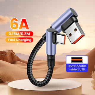 สายข้อศอก 90 องศา USB Type-C 6A Fast Charging สายสั้น