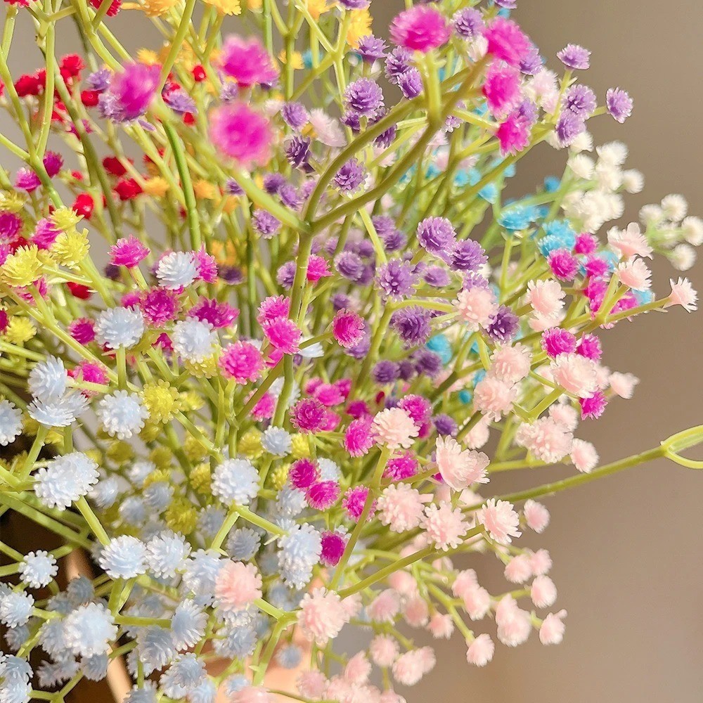 57 ซม.Babys Breath ดอกไม้ประดิษฐ์ Gypsophila ดอกไม้สําหรับงานแต่งงานตกแต่งบ้านสวนหลากสี - รูปที่ 5