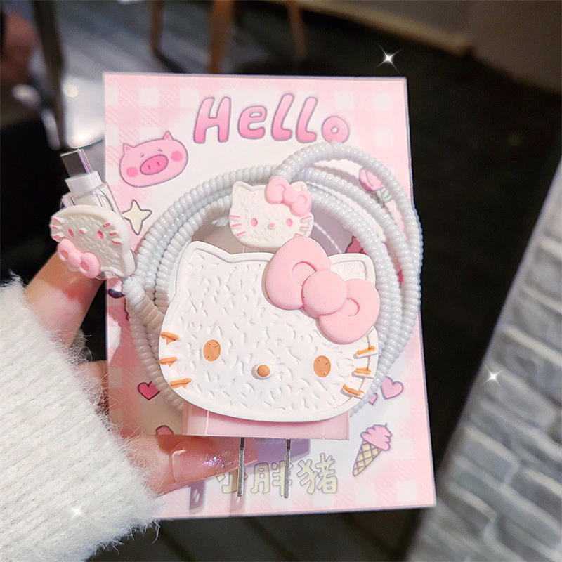 พร้อมส่งจากไทย ชุดพันสาย เคสหัวชาร์จ ลายการ์ตูน ตัวถนอมสาย USB 20w 18w 35W