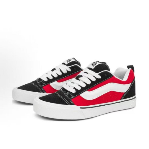 ( พร้อมส่งในไทย) Vans Knu Skool ความสะดวกสบายร้อยหอคอย ทรงเตี้ย รองเท้าผ้าใบ ยูนิเซ็กส์ สีแดงและสีดำ