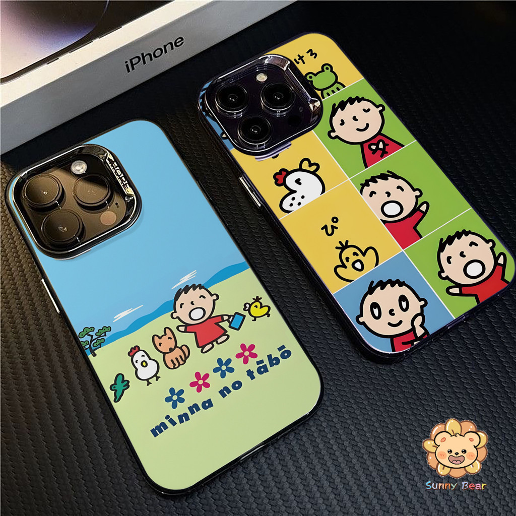 เคสไอโฟนiPhone 17 Pro Maxน่ารัก Minna No Tabo Simple สีทึบ Frosted Electroplate เลนส์ป้องกันเคสโทรศัพท์สําหรับ iPhone 17 Pro Max 16 15 11 7plus 14 12 13 7 8 Plus XR XS