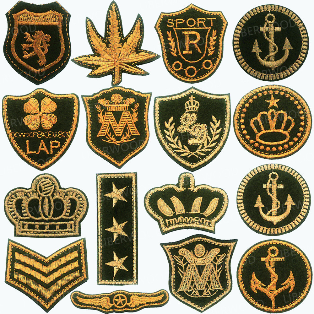 สีเขียวมะกอก Rank เย็บปักถักร้อย Patch Hook Loop ยุทธวิธี Badge Armband Emblem สําหรับชุดเสื้อกั๊กหม