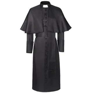 ยุคกลาง Priest เครื่องแต่งกายโรมันศาสนาคาทอลิกคริสตจักร Retro Pope Pastor พ่อภารกิจ Mass Robe Clergy Batina ครบชุดคอสเพลย์ W008