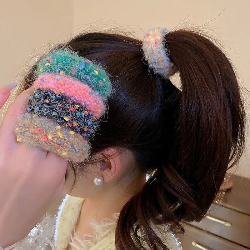 ยางรัดผม ผ้ากํามะหยี่ขนนิ่ม ลายจุด หลากสี แบบเรียบง่าย สไตล์เกาหลี สําหรับเด็กผู้หญิง จํานวน 5 ชิ้น
