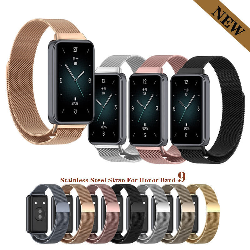 สายนาฬิกาข้อมือ สเตนเลส แม่เหล็ก สําหรับ Honor Band 9 Smart Watch Band Milanese Loop