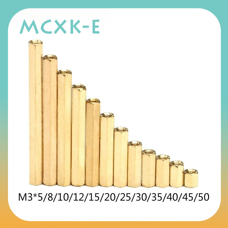 Mcxk-e เสาสตั๊ด ทองเหลือง m3 (5-50) ทองแดง หกเหลี่ยม กลวง m3*5-50 มม. 5 ชิ้น