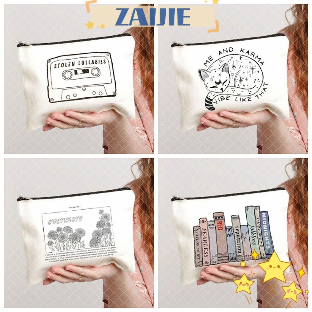Zaijie24 กระเป๋าเครื่องสําอาง อัลบั้ม Swift Taylor Music กระเป๋าเดินทาง ผ้าแคนวาส แฟชั่น