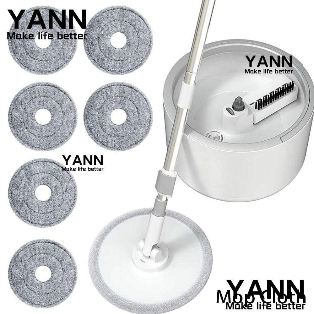 Yann1 ผ้าม็อบไมโครไฟเบอร์ ทรงกลม สีเทา ทนทาน 25 ซม. แบบเปลี่ยน สําหรับทําความสะอาดพื้น 1 ชิ้น
