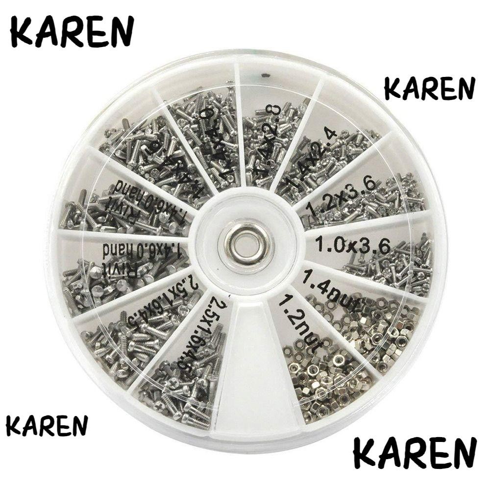 Karen ชุดน็อต และสลักเกลียว ขนาดเล็ก M1 M1.2 M1.4 M1.6 12 แบบ 600 ชิ้น