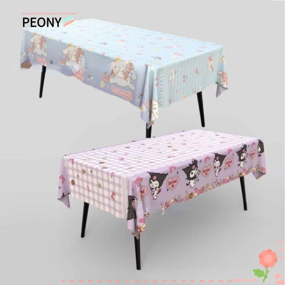 Peonypavilion ผ้าปูโต๊ะปิกนิก กันน้ํา ลายการ์ตูน Cinnamoroll PE Kuromi Melody แฟชั่น สําหรับปาร์ตี้วันเกิด