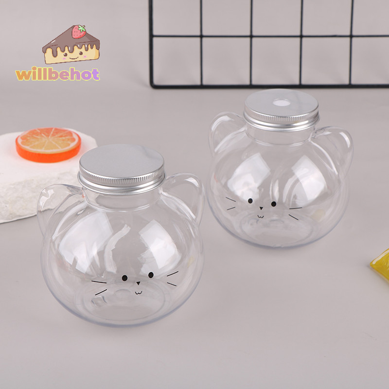 [WillbehotT] ขวดน้ําดื่ม แบบใส ปลอด BPA สําหรับชานม กาแฟ น้ําผลไม้ แบบพกพา