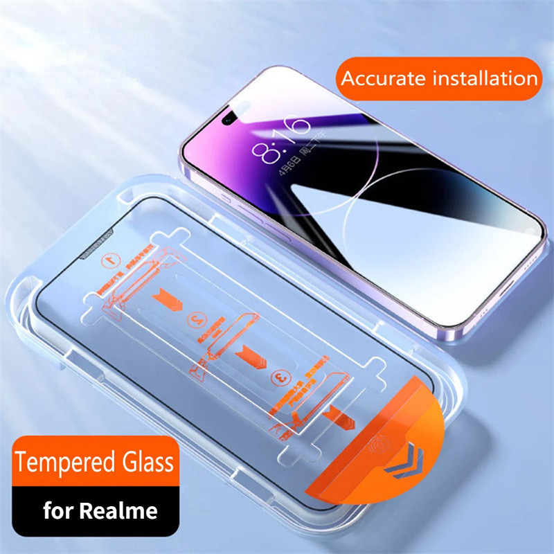 ฝุ่นฟรีป้องกันหน้าจอสําหรับRealme C15 C12 C11 C21 C35 Q2 Q3 Q5 X2 X7 XT V11 V12 V13 V15 กระจกนิรภัยต