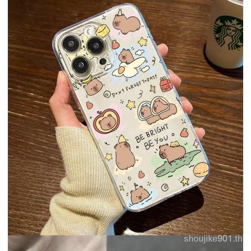 เคสโทรศัพท์มือถือนิ่ม แบบใส ลาย Capybara อวกาศน่ารัก สําหรับ Apple Iphone 15promax 14pro 13 12 11