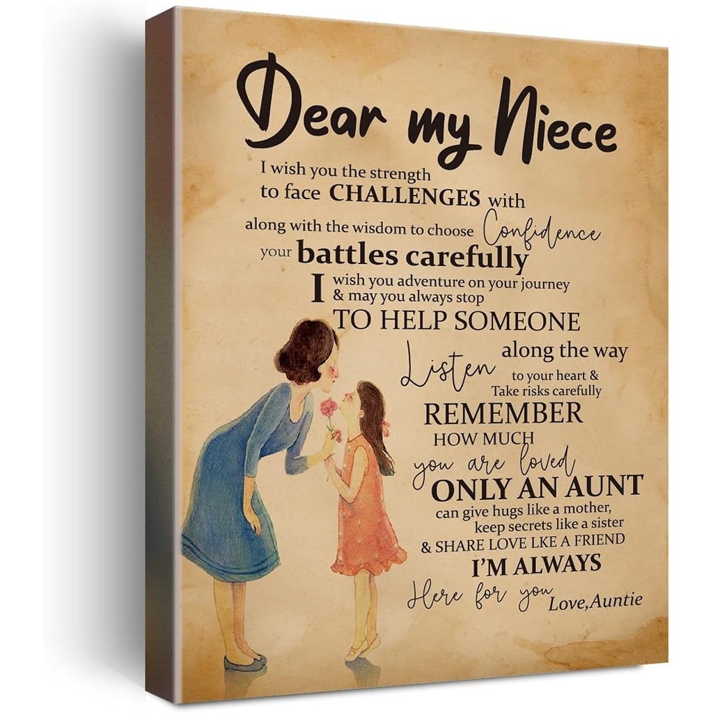 To My Niece Saying Hangable Canvas Poem พิมพ์กรอบโปสเตอร์ Wall Art สําหรับ Niece จากป้า-meaningful N
