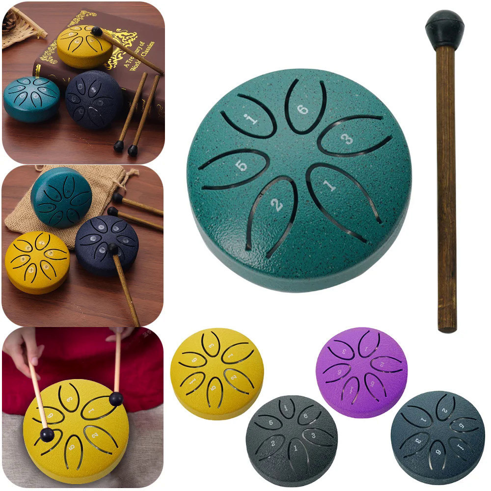 3 In 6 Notes Percussion Steel Drum Kit Tongue Drum Instrument Percussion Instrument Tongue Drum for Concert Mind Healing