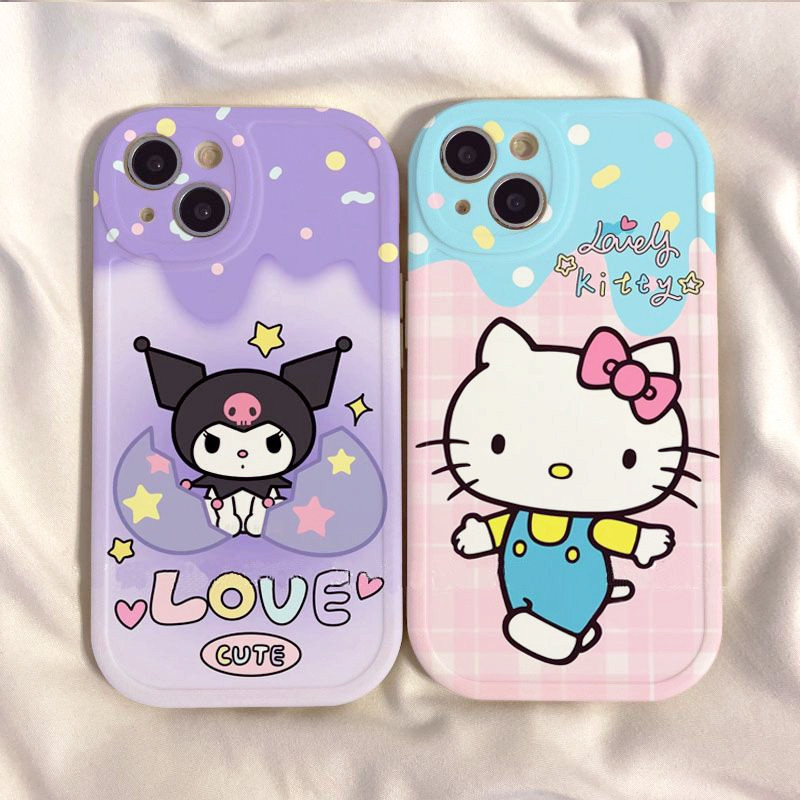 เคสโทรศัพท์มือถือ ซิลิโคน ลายเฮลโลคิตตี้ สีคูโรมิ สําหรับ iPhone 11 12 13 14 15 plus Pro max x xr xs max 7 8 6s plus