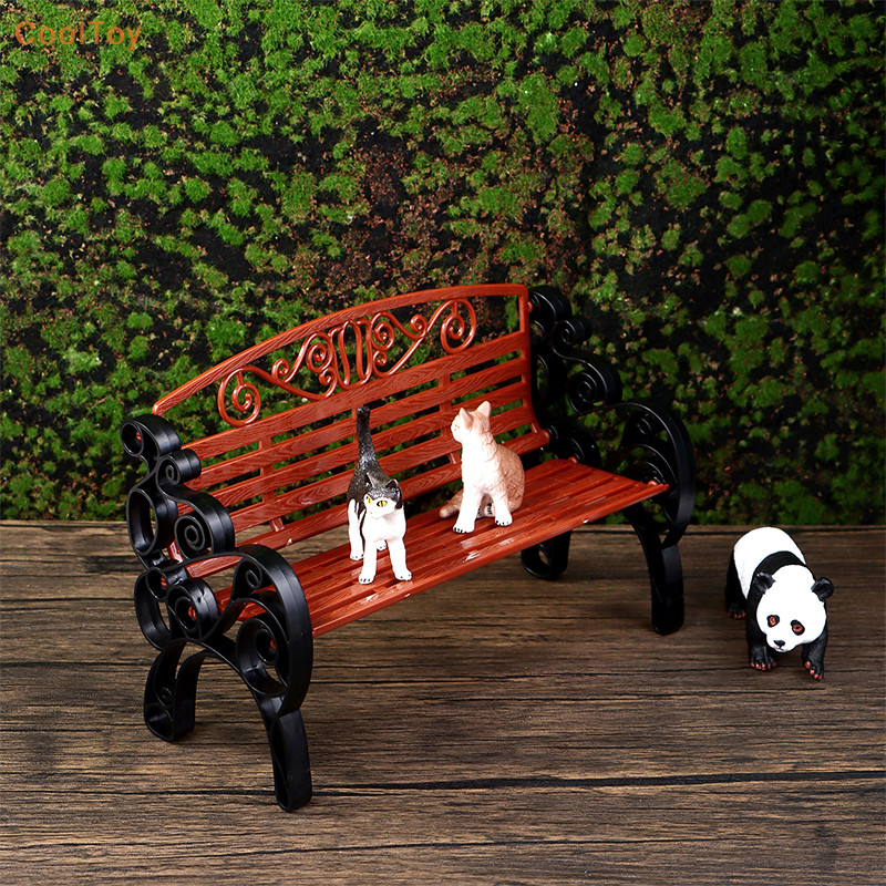 Cooltoy 1 ตุ ๊ กตา Miniature Park Bench Recliner Lounge เก ้ าอี ้ Mini Double Chair รุ ่ น Garden Decor ของเล ่ นตุ ๊ กตา House อุปกรณ ์ เสริม HOT