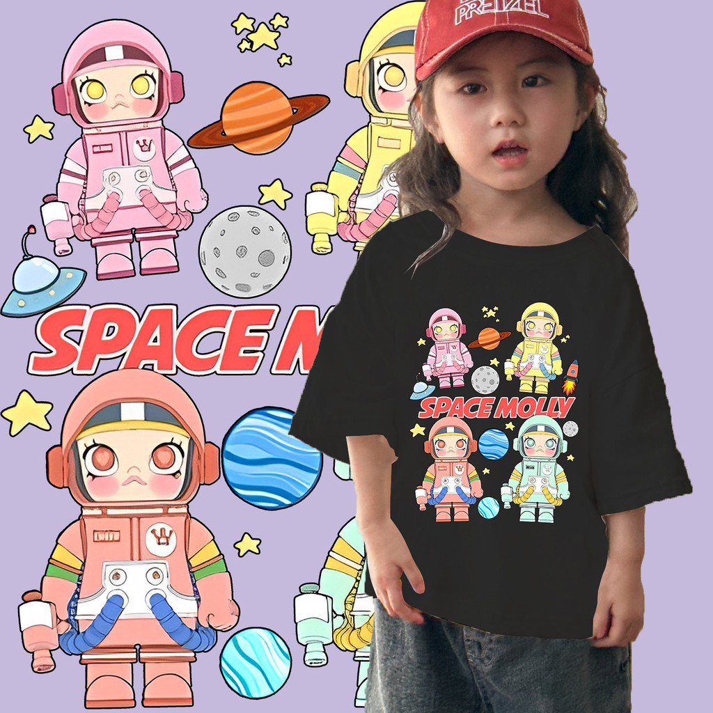 SPACE MOLLY 2024 แขนสั้นเด็กใหม่ สะดวกสบายและระบายอากาศ