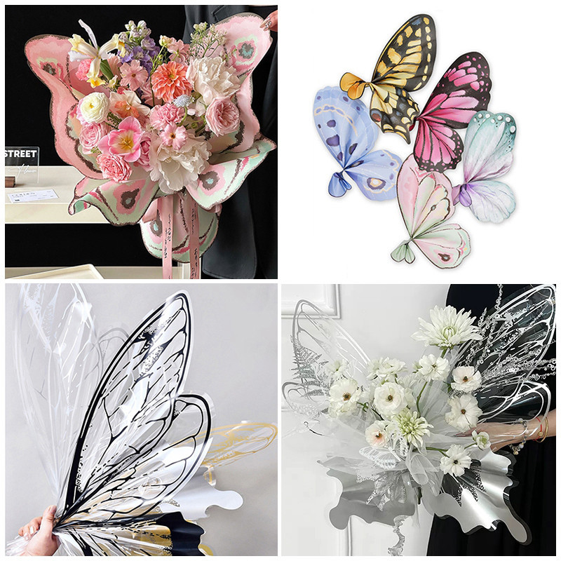 Ins ผีเสื ้ อรูปร ่ างกระดาษห ่ อช ่ อดอกไม ้ โรแมนติกวันแม ่ ดอกไม ้ แพคเกจวัสดุ DIY ห ่ อของขวัญ