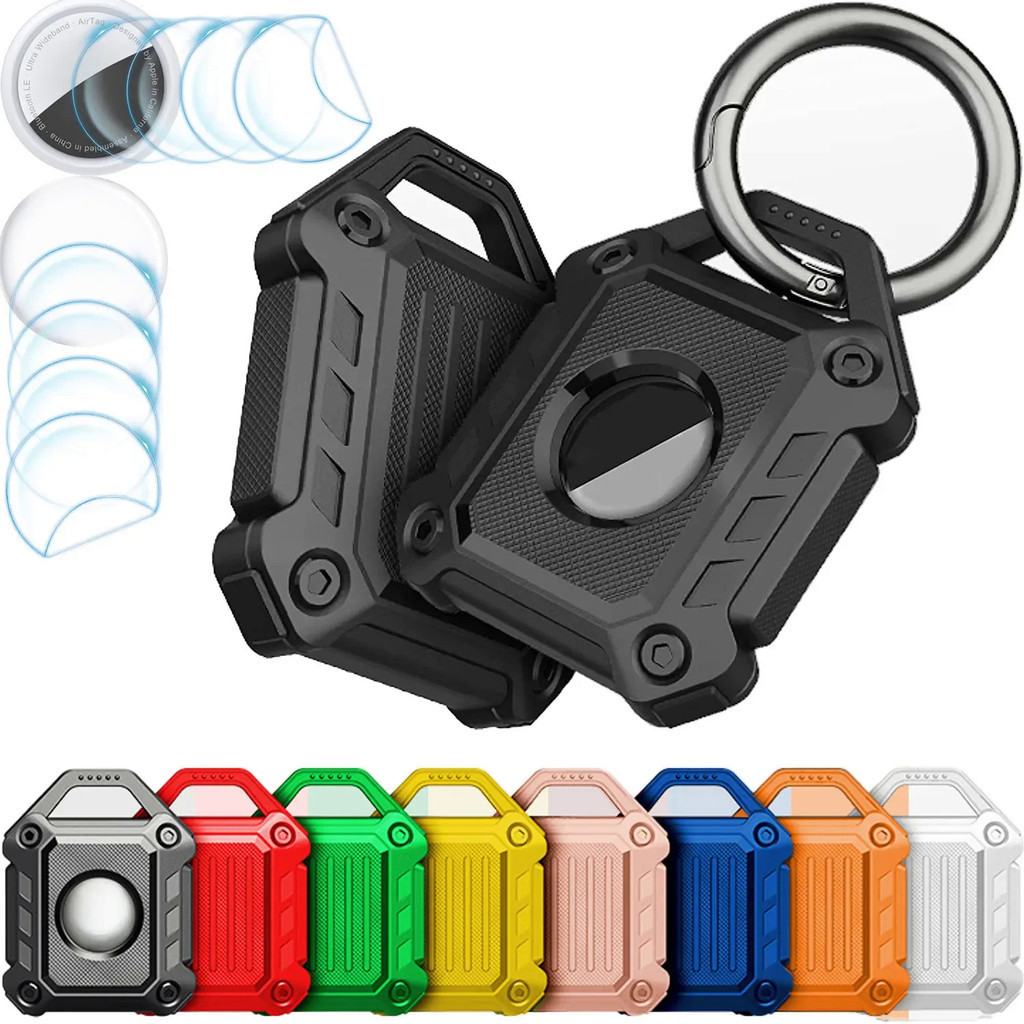 Airtag พวงกุญแจผู้ถือกรณี,คลุมทั้งหมด TPU Protector Apple Air Tag Tracker Key แหวนสําหรับคีย์, กระเป๋าเดินทาง, ปลอกคอสุนัขแมว