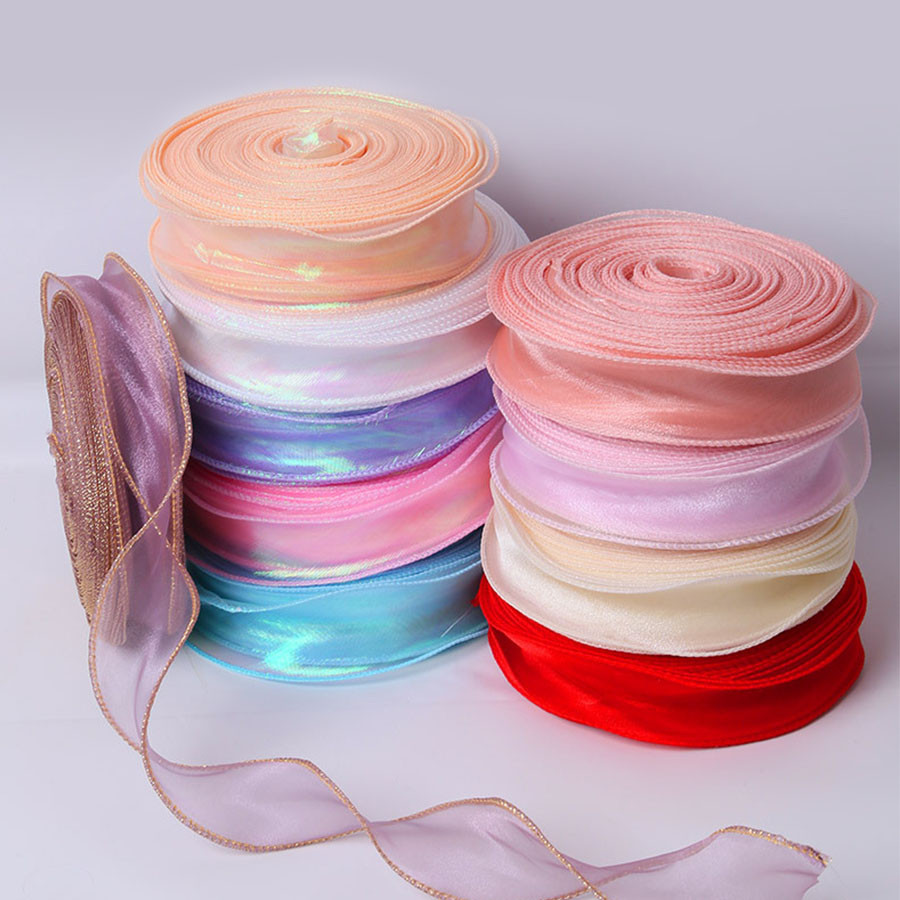 50หลา 40 มม.Organza ริบบิ ้ นของขวัญห ่ อลูกไม ้ ริบบิ ้ น Handmade ของขวัญโบว ์ โฮมเมด Hairpin อุปกรณ ์ ตกแต ่ ง