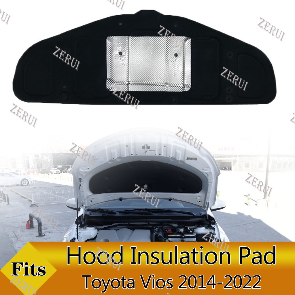 Zr สําหรับด ้ านหน ้ าเครื ่ องยนต ์ Hood ฉนวนกันความร ้ อน Pad เสียงความร ้ อนผ ้ าฝ ้ าย Soundproof Mat โฟมทนไฟสําหรับ Toyota Vios 2014-2022 พร ้ อม Fastener Retainer Clamp