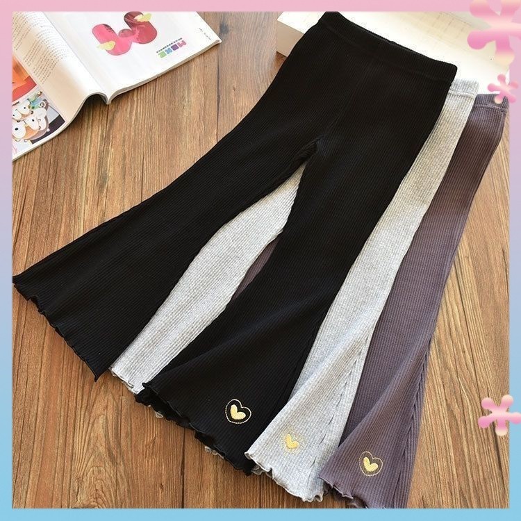 Girls' Summer Bell-Bottom Pants2024New Fashionable Stretch Pants Children Baby Slim-Fit Ice Silk Anti-Mosquito Trousers