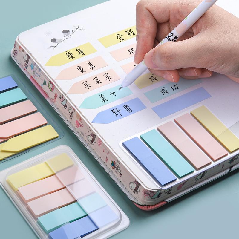 Ins Fluorescent Film Notebook Book Classification Post-it Notes Removable Note Paper Label Index Stickers Instructions