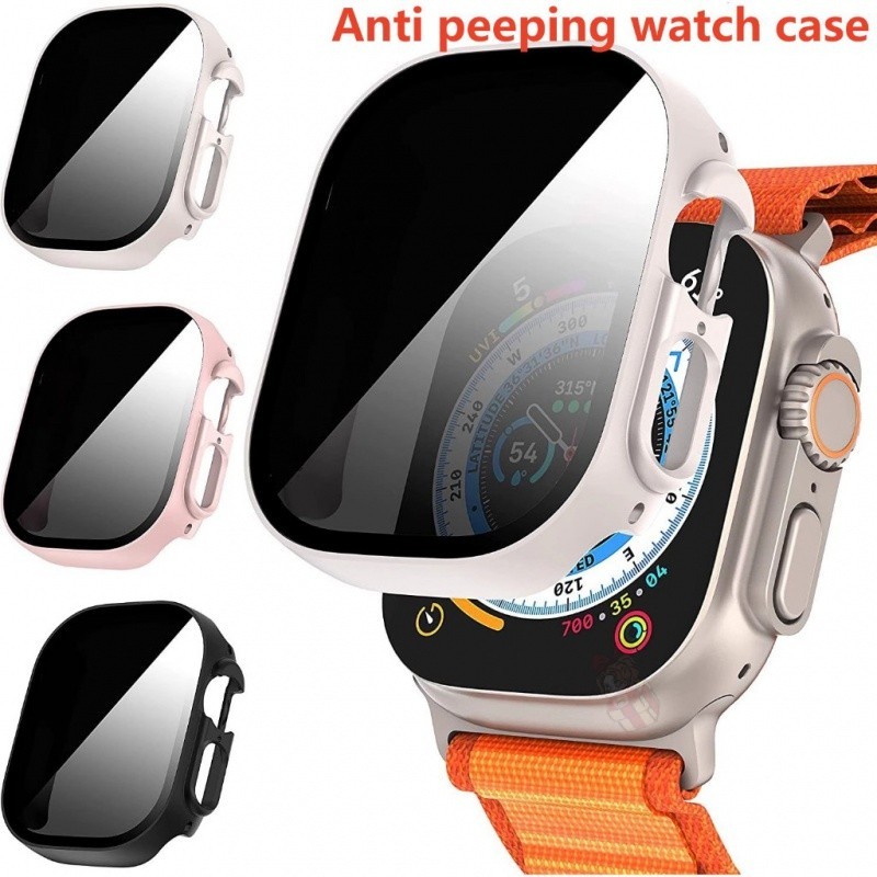 เคสนาฬิกาข้อมือ ฟิล์มนิรภัย ป้องกันการแอบมอง อุปกรณ์เสริม สําหรับ Smart Watch Ultra 2 Ultra Series 9 8 7 6 SE 5 4 3 2 1 ขนาด 49 มม. 41 มม. 45 มม. 44 มม. 42 มม. 40 มม. 38 มม.