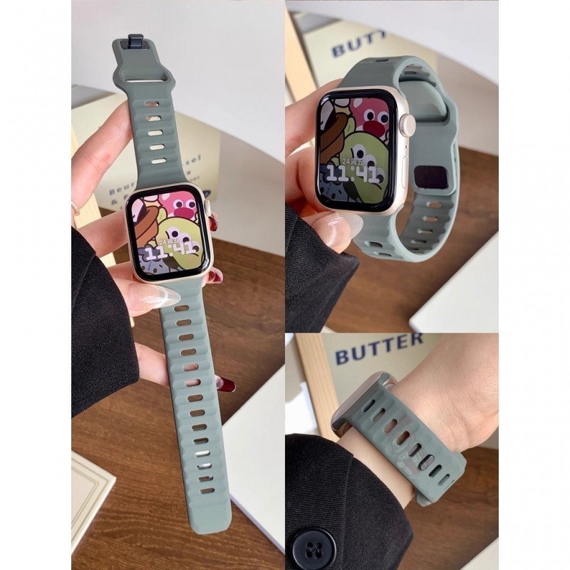 สายนาฬิกาข้อมือซิลิโคน ทรงสี่เหลี่ยม พรีเมี่ยม อุปกรณ์เสริม สําหรับ Smart Watch Ultra 2 Ultra Series 9 8 7 6 SE 5 4 3 2 1 ขนาด 49 มม. 41 มม. 45 มม. 44 มม. 42 มม. 40 มม. 38 มม.