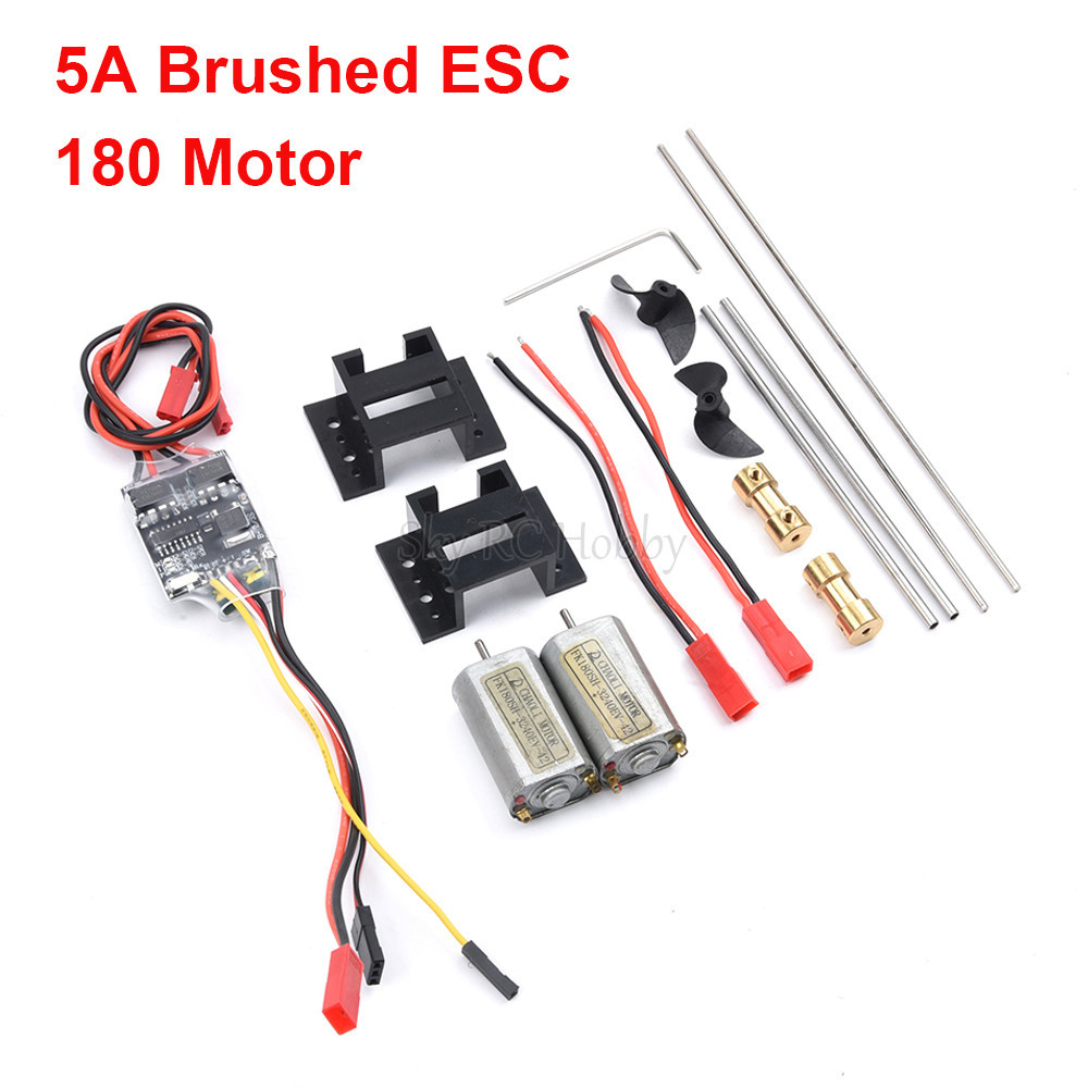 SK 5A x2 Brushed ESC 3V-9V Strong Magnetic Motor Kit 180 Motors+15cm Drive Shaft+CW CCW D30 Propelle