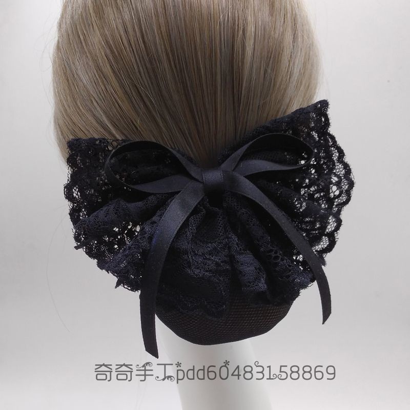 เน็ตติดผม High-end ลูกไม ้ สไตล ์ ตะวันตกโบว ์ พยาบาลดอกไม ้ Professional Stewardess Bank โรงแรมเครื ่ องมือผมสุทธิผมสีดํา เนตติดผม