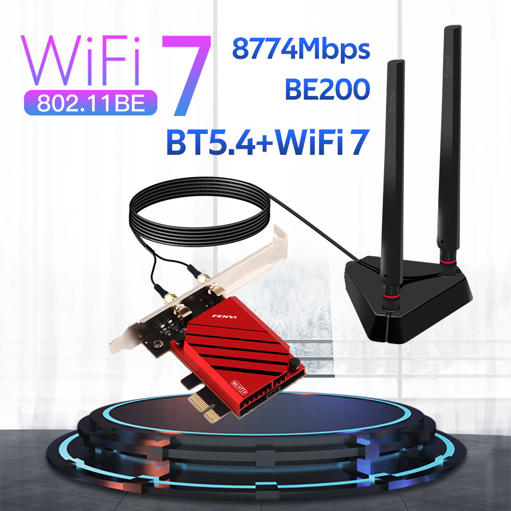 Fenvi WI-FI 7 BE200 PCIE WiFi อะแดปเตอร์ FV-BE8800 WIfi7 BT5.4 Tri-Band 2.4G/5G/6G เดสก์ท็อปการ์ดเคร