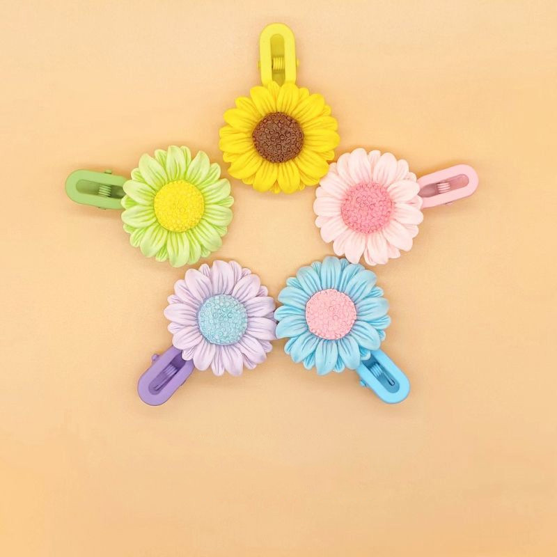 กิ ๊ บติดผมดอกทานตะวันหวานน ่ ารักการ ์ ตูนดอกไม ้ Hairpin สาวผมหัก Bangs Hairpin Headpiece