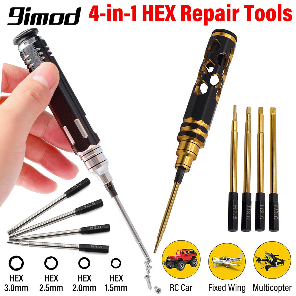 9imod RC Hex Driver ชุด 4-in-1 Hex Allen ไขควงชุด 1.5 มม.2.0 มม.2.5 มม.3.0 มม.RC หกเหลี่ยมประแจซ่อมเครื่องมือสําหรับ FPV Drone