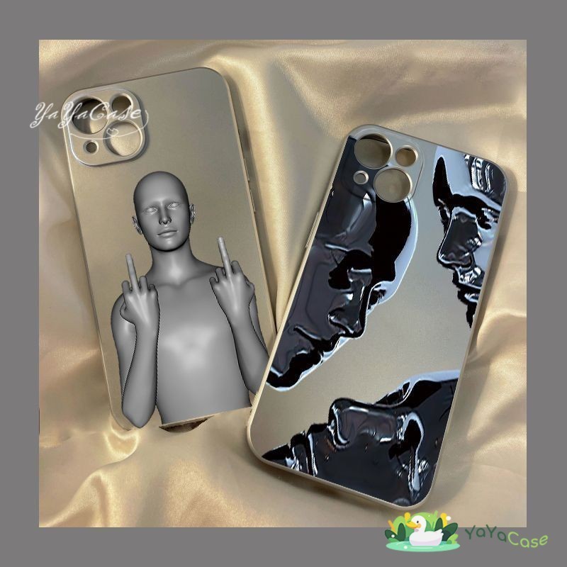 สำหรับ iPhone 11 13 CASE FOR เคสไอโฟน14 12 Pro Max 14 7 8 Plus X XR XS MAX Cool Robot รุ่น สไตล์ กรณีโทรศัพท์โลหะ เคส