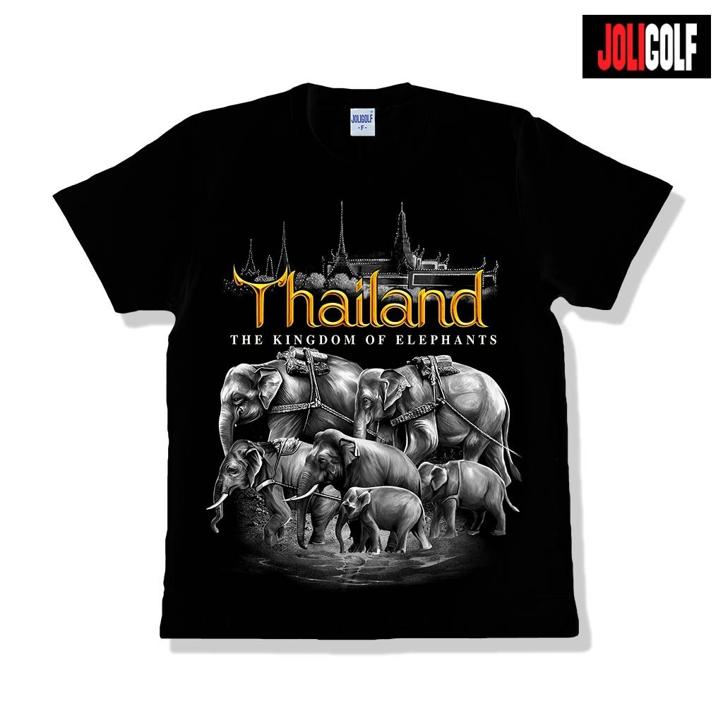 T shirt Joligolf เสื้อยืดลายไทย ลายช้าง No.662 Souvenir T-shirt ของฝากต่างชาติ
